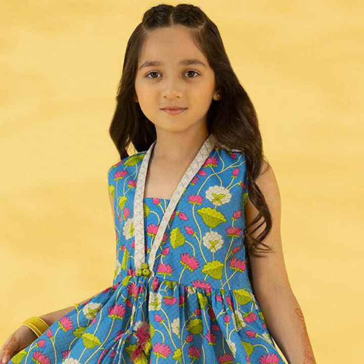 Sapphire Kids - Girls Embroidered Zari Lawn Frock