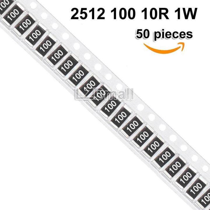 50pcs SMD Chip Resistor 2512 100 10R0 5% 1% 1W 10ohm 10R Fixed Resistance