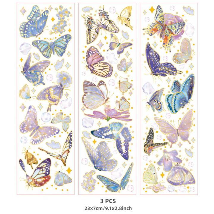 Panda Online 3PCS Bright Everything Series PET Stickers Waterproof Album Diary Journal Decorative Crafts Scrapbooking DIY Sticker