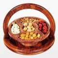 WOODEN GOLD-Wooden Handmade Antique Dry Fruit Basket with Folding Trivet- Wooden Hand Carved Dry Fruit Basket Foldable-High Quality-Different Design Will be Send based on availability. 