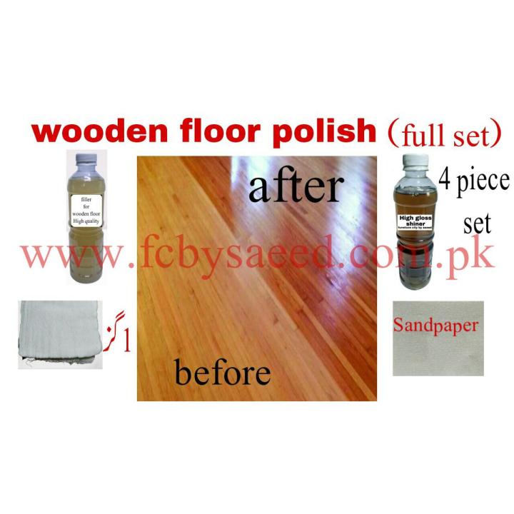 wooden floor transparent polish set