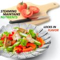 Stainless Steel Food Steamer Folding Steamer Basket Stainless Steel for Food and Vegetable, Premium Expandable Steam Basket to Fit Various Size Pots Stainless Steel Steamer Basket. 