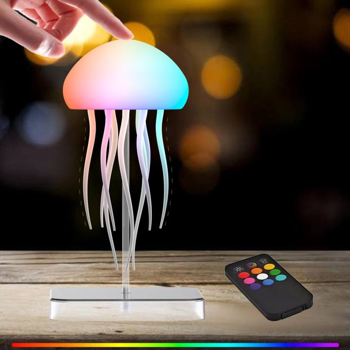 Dynamic Jellyfish LED Table Lamp – Colorful Rotating Night Light ...