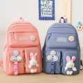 Girls Stylish Canvas Kawaii Backpack with Pin and Accessories | Cute Aesthetic Backpack | Cute Kawaii Backpack For School bag | College bag for Girls | University Backpacks for girls. 