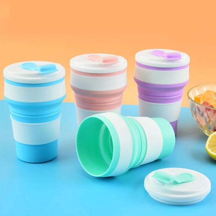 350ml Travel Mug Hot Folding Silicone Cup Portable Silicone Telescopic Drinking Collapsible Coffee Cup Multi-function Foldable Silica Mug Travel