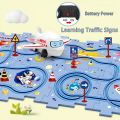 Railcar Puzzle Montessori Kids Toy 15 Pcs Magnetic Electric Racing Car Track Traffic Game DIY Assembly Electric Toddler Puzzle Track Set with Vehicle, Battery Powered Toy Vehicle and Puzzle Board, Railcar Building Toys Best Education Toy For Gift Age 3+. 