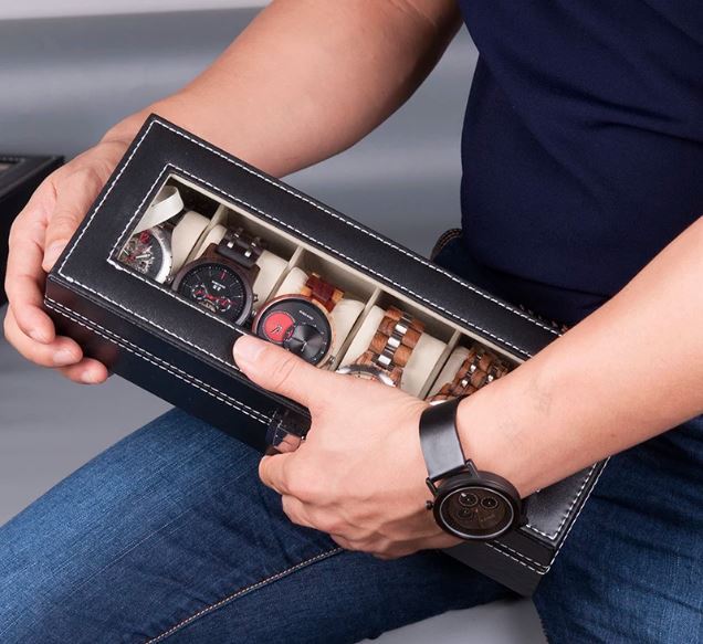 06 Slots Wrist Watch Box Watch Holder Storage Case Organizer High Quality PU Leather Watch Display Storage Box Smart Watch Display Box