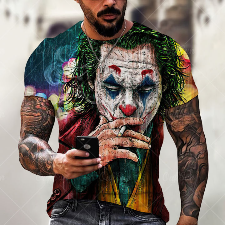 Summer Men T-shirts Short Sleeve Tops Fashion Joker 3D Printed Street Trend Hip Hop O-Neck Pullover Oversized Men's T-shirt