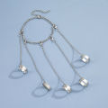 Y760 Punk Geometric Silver Color Chain Wrist Bracelet for Men Ring Charm Set Couple Emo Fashion Jewelry Gifts. 