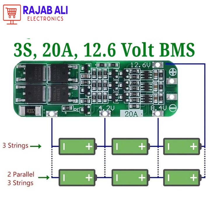 New 3S 20A 12.6V Lithium Iron Phosphate BMS Protection Board for RC Vehicles