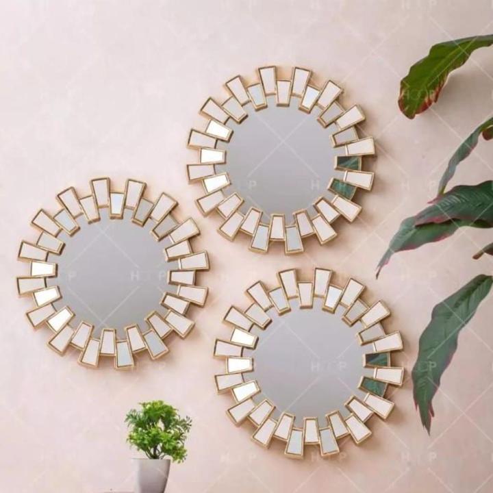 3 peice mirrors 3D Fancy design Wall Mirror Décor Decoration Mount Tv Backdrop Party Room Hanging Suns Best for Decoration Purpose decorate your room or living area