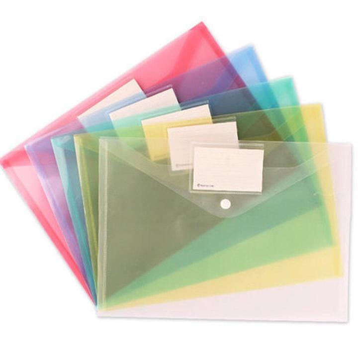【HOT】 A4 Clear File Folder Document Bag Letter Envelope Pockets Clips Book Storage School Office Stationery Supplies Plastic Folders