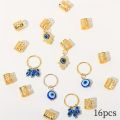 16pcs Evil Eye Design Alloy Hair Braids Ring - Dreadlock Hair Accessories Loc Hair Jewelry for Braids for Women and Girls. 