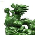 Wood Carved Chinese Dragon Statue Fengshui Ornament for Living Room Lifelike. 