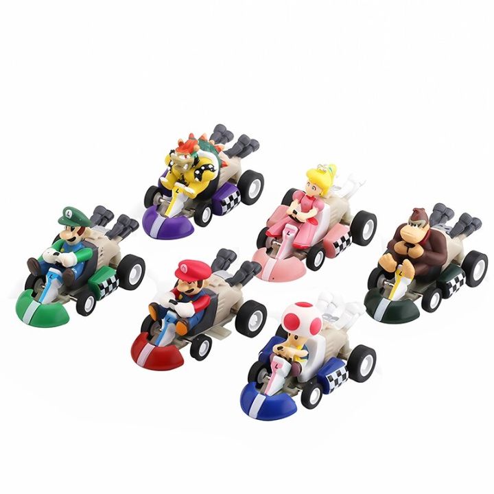 10pcs Super Mario Kart Competition Pull back Cars Toys Luigi Princess Peach Toad Yoshi Donkey Kong Collectible Figures Toy