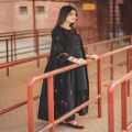 Stylish Rose Embroidered Gown/Coat 3 Piece Suit for Women with Inner & Trouser - Embroided Dresses for Women. 