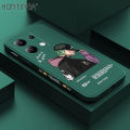 Hontinga for Redmi Note 13 Pro 4G Back Cover Green Hair Boy Side Design Phone Case Square Soft Liquid Silicone Mobile Cover. 