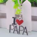 1Pc I Love Papa Metal Keychain Keyring Key Chain Family Father's Day. 