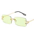 XaYbZc Blue Rectangular Sunglasses Rimless Men Metal Fashion Square Sun Glasses For Women Gradient Lens Frameless 2024 UV400. 