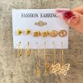 Kpop Gold Plated Silver Color Asymmetric Acrylic Pearl Butterfly Earring For Women Female Pendant Stud Earrings Kpop Jewelry Kit. 
