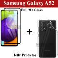 Samsung Galaxy A52 Full Black 9D|10D|11D|21D|6D|5D| Tempered Glass Edge to Edge Full Glue Screen Protector + Back Jelly Protector Clear Soft Film Protector Hydrogel Film Protector For Samsung Galaxy A52. 