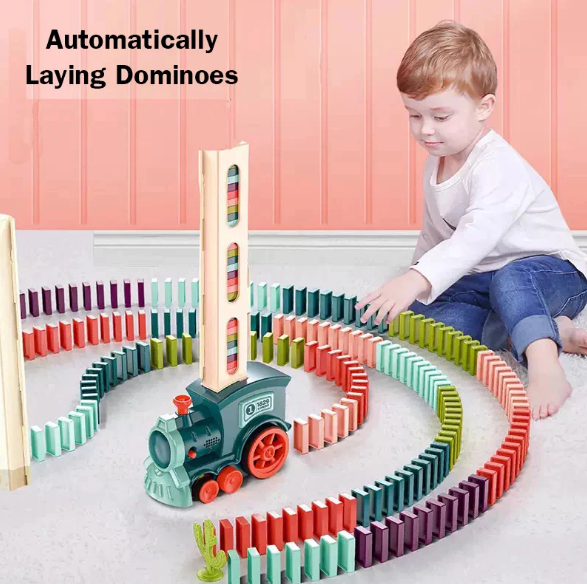 ELECTRIC DOMINO TRAIN SET AUTOMATIC LAYING DOMINOES BRICK BLOCKS