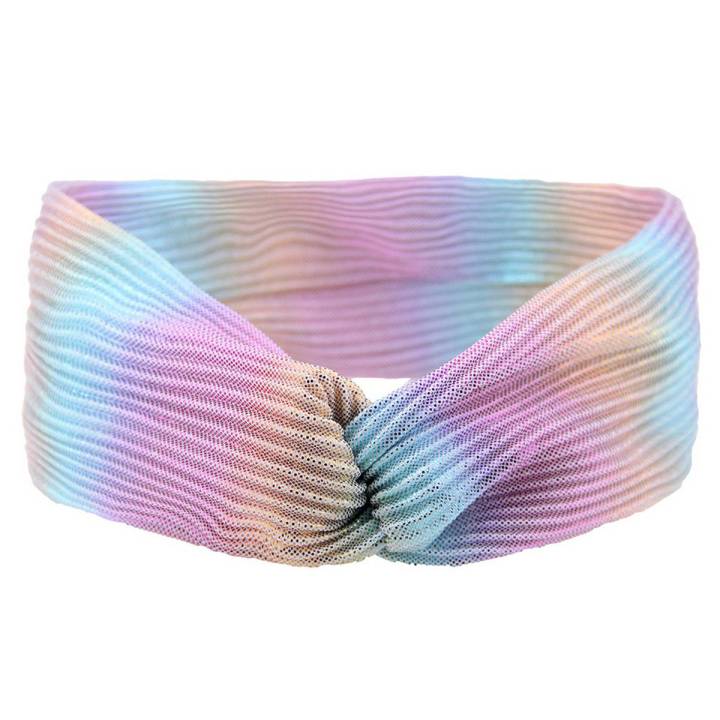 Hair Band Folded Multicolor Rainbow Style Polyester Metallic Twisted Headbands for Girls