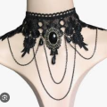Black Lace Gothic Retro Statement Pendant Necklaces for Women Choker Necklaces Jewelry. 
