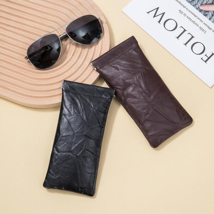 Cowhide Glasses Bag High-quality Portable Design Retro Sunglasses Case Ultra-Thin Leather Eyewear Holder for Travel use