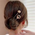 Korean Simple Gold Silver Color Metal Ball Circular Hair Sticks Hollow Long Hairpin For Women Wedding Hairstyle Design Tools. 