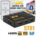 Hdmi Switch 5 Port 2k/4k / HDMI Switch 5 to 1 / HDMI 5 Port Swither 5 In 1 Out With Remote. 