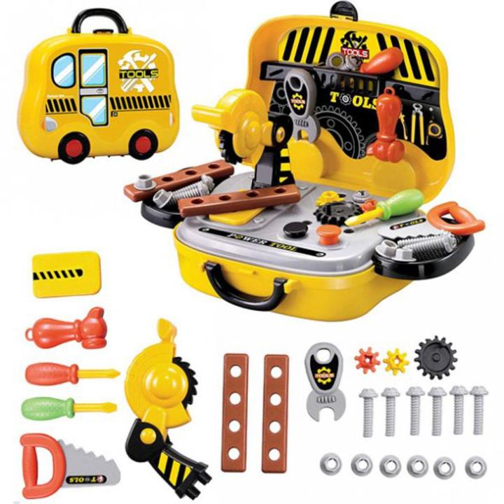 Deluxe Tool Set Construction And Car Shape Box For Kids