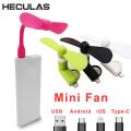 Heculas USB Fan Flexible Mobile Phone Mini Fan Removable Fans For Android iOS Type-C Power Bank Laptop USB Gadgets. 