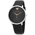 Emporio Armani Black Leather Strap Black Dial Men's Watch AR-11162. 