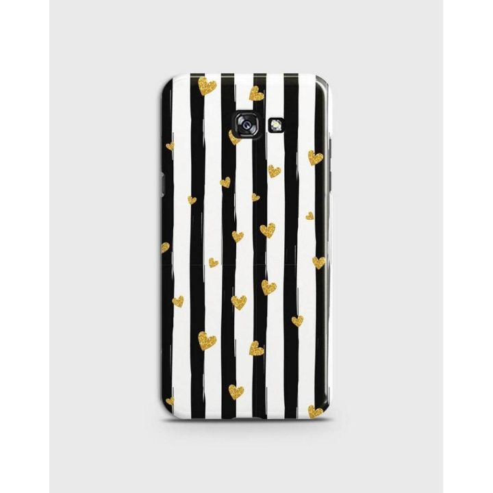 Samsung A720 A7 (2017) Cover 3d Hard case  Lines & Gilden Heart - 1cover2359