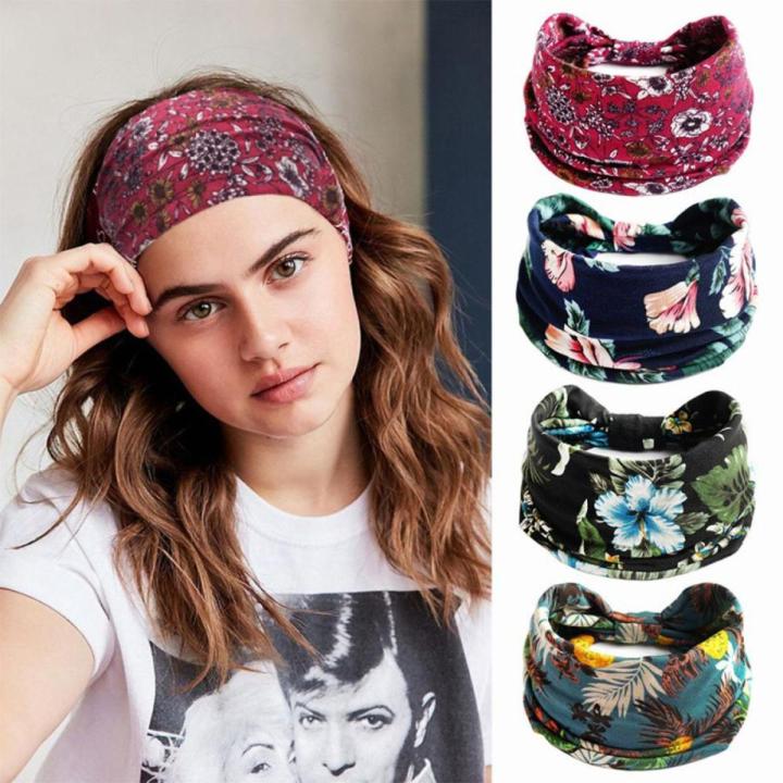 Nieuwe Boho Katoen Brede Hoofdband Voor Vrouwen Cashew Leopard Bloem Tulband Headwrap Knoop Haarband Bandana Meisjes Haar Accessoires