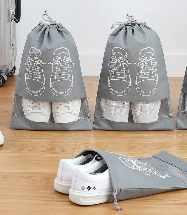 Shoe%20Bags%20Pouches%20Travel%20Cover%20for%20Shoe%20Storage%20&%20Travelling%20Drawstring%20Bags%20Dust%20Cover,%20Grey%20-%20Image%202