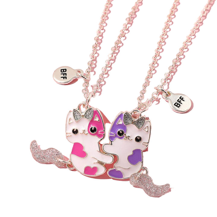 2PCS/Set Cartoon Pendant Couple Necklaces Chain Best Friends