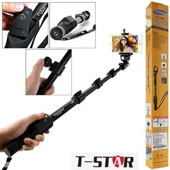 Yunteng 1288 Bluetooth Monopod Selfie Stick with Mobile Phone Holder or Bluetooth Remote