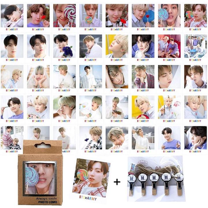BTS POLAROIDS 10/20/40 PCS +5 CLIPS + ROPE