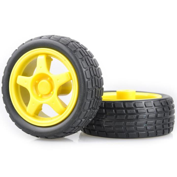 Wheels Tyres for Smart RC/Robotic Car - Yellow (Pack of 2)