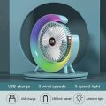 New Electric Fan RGB Lighting Fan USB Rechargeable Desktop Fan Home Office Silent Colorful Fan.Multifunctional Colorful Desktop Small Fan, Portable Floor Mounted Fan with Light, USB Charging Personal Fan, air Circulation Fan, 5-Lights.. 