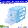 V500 3-Tier Drawer Plastic Storage, Stackable Storage Drawers, Mini Drawer Unit, Clear Plastic Desk Storage Box for Home Collection, Cosmetics, Office Supplies, Craft Storage By Electrica. 