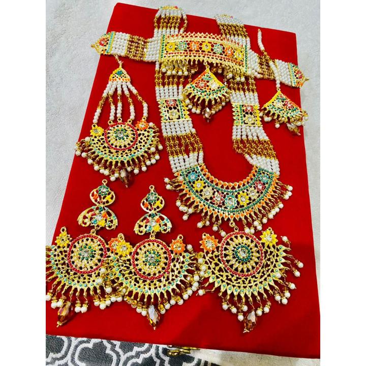Beautiful 9 Ratan Heavy Bridal Mala complete Set  For Girls