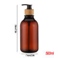 Kitchen Home With Case Pump Refillable Dispenser Bottle Bamboo Soap Hand. 