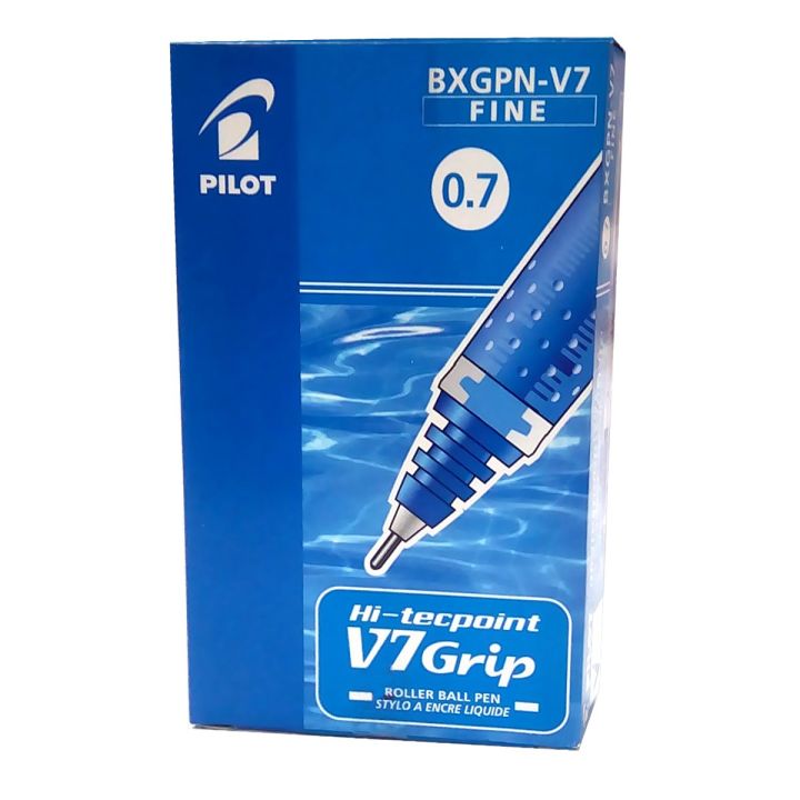 Pilot Hi-Tecpoint V7 Grip Blue Rollerball Pen (Pack of 12 Pcs)