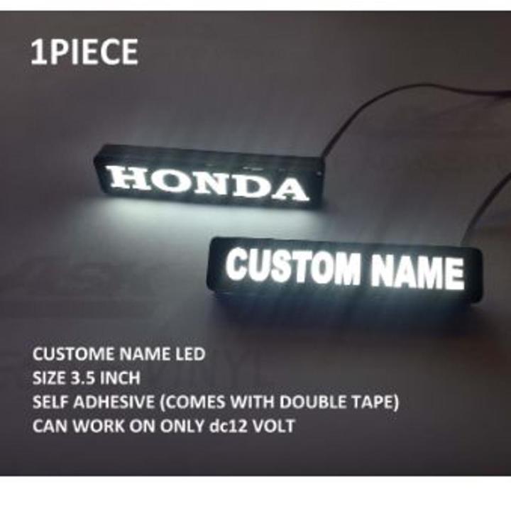 GLOWING LED NAME PLATE CUSTOM MADE SELF ADHESIVE LED DC12 VOLT FOR CAR MOTORCYCLE UNIVERSAL FOR BONNET BUMPERER DECAL PVC