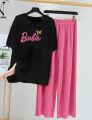 Women oversized Relax In Comfortable Printed T-Shirts and trouser for Girls. 