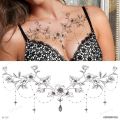 【The road to happiness Store】breast temporary tattoo large black henna y tattoos for women chest tattoo flowers jewelry lace mandala. 