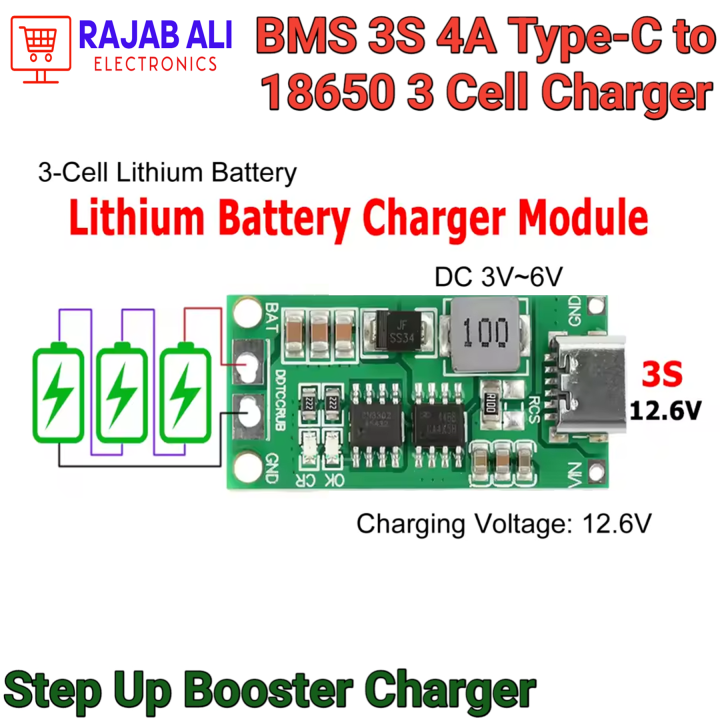 New 3S 4A Type-C to 18650 3-Cell Lithium Battery Charger Module for RC ...